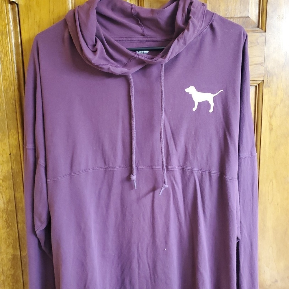 Victoria Secret Pink Women's Cranberry Hoodie Sz Med Bling Heart Love Pink
